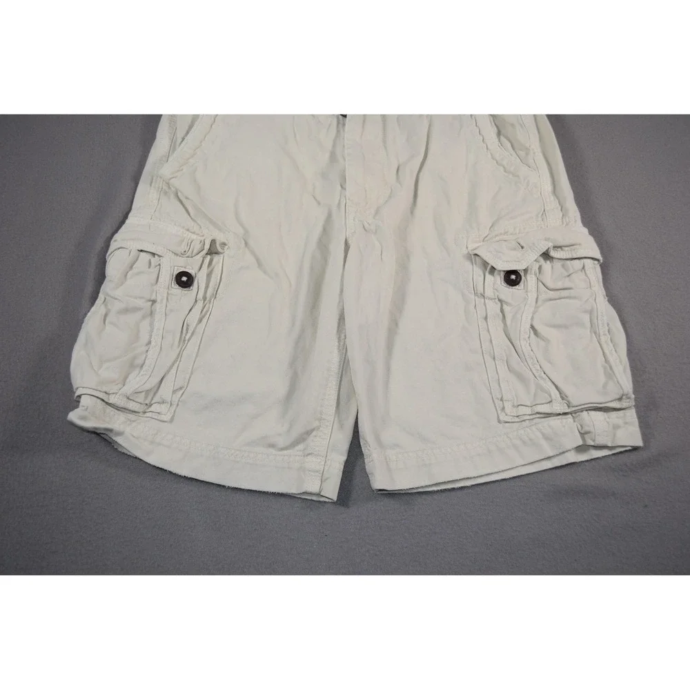 American Eagle Cargo Shorts Mens 33 Khaki Heavyweight Cotton Classic Baggy 11in